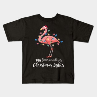 My Favorite Color Is Christmas Lights Flamingo Kids T-Shirt